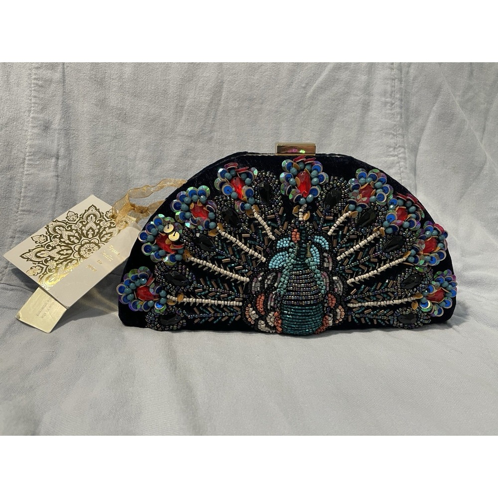 NEW From India To You RARE Beaded Peacock Bag Viral Tik Tok Clutch Crossbody